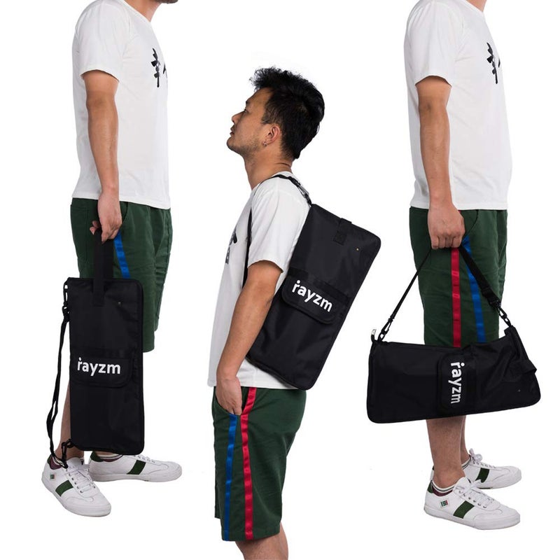 Rayzm Drum Stick Bag with an External Pocket, Standard Nylon Stick Bag with a Carry Handle and Floor Tom Hooks, Inside 4 Slots Holds up to 12 Pairs of Drumsticks,Water Resistant Nylon - Image 4